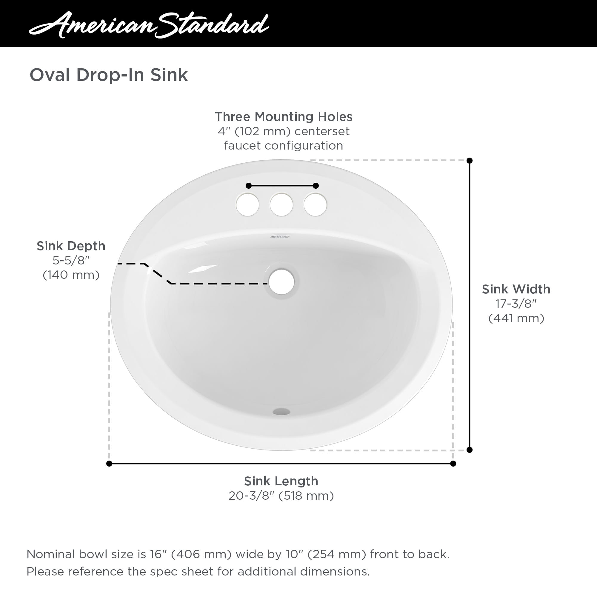 16 drop in bathroom sink